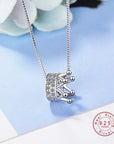 Princess Crown CZ Pendant Necklace: Unique Fine Jewelry for Women