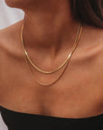 Uworld Simple Jewelry 18K Gold Plated Flat Snake Chain Layer Necklace