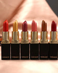 Shiny Gold Black Tube Lipstick Pearl Moisturizing Lipstick 9 Colors Available