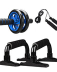 Home Fitness Set: Abdominal Wheel Roller, Push-Up Bar, and Jump Rope