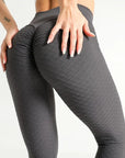 Cross Over Waist Seamless Yoga Pants with Scrunch Bum: High Rise Fitness Leggings