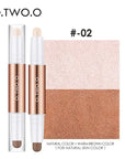 O.TW OO Double Head Contour Pen Waterproof Matte Finish Highlighters Shadow Liner Face Cosmetics