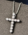 Crystal Cross Pendant Silver Chain Necklace - Fashionable Women's Jewelry Gift