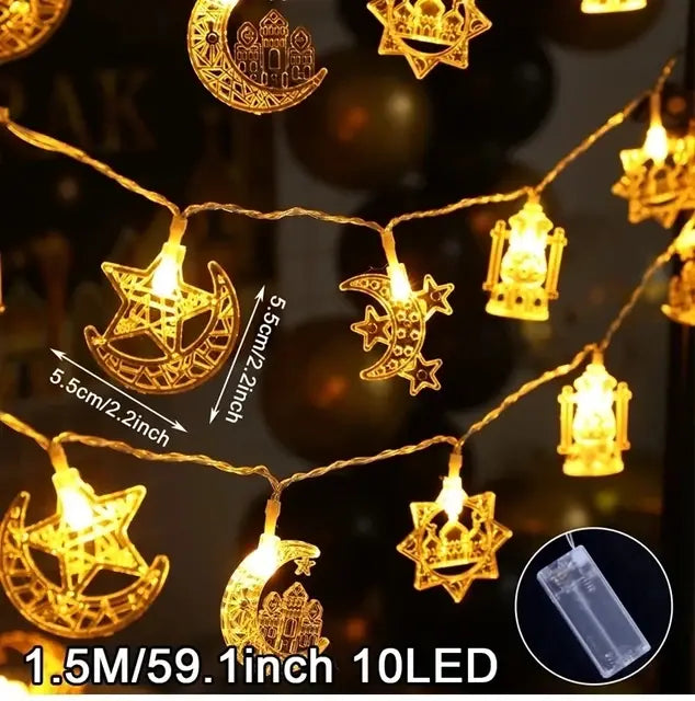 Eid Mubarak Moon Star Led String Light