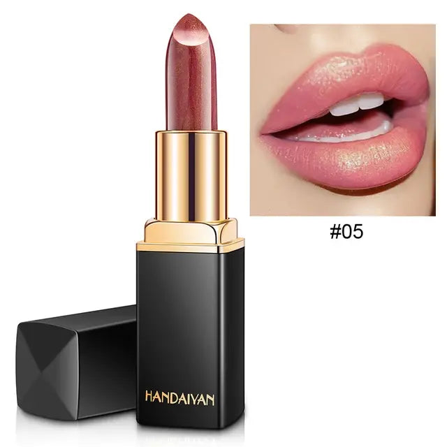 Shiny Gold Black Tube Lipstick Pearl Moisturizing Lipstick 9 Colors Available