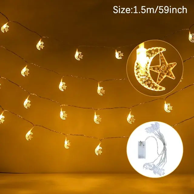 Eid Mubarak Moon Star Led String Light