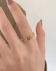 2024  Plated Trendy Light Luxury Adjustable Ring Women&