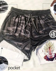 Anime Running Shorts Men Fitness Gym Training 2 in 1 Sports Shorts