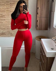 Women Sport Fitness 2 Two Piece Set Tracksuit