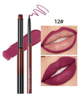 QIBEST 2 Piece Set Long Lasting Lipstick Lip Liner Waterproof Contour Makeup