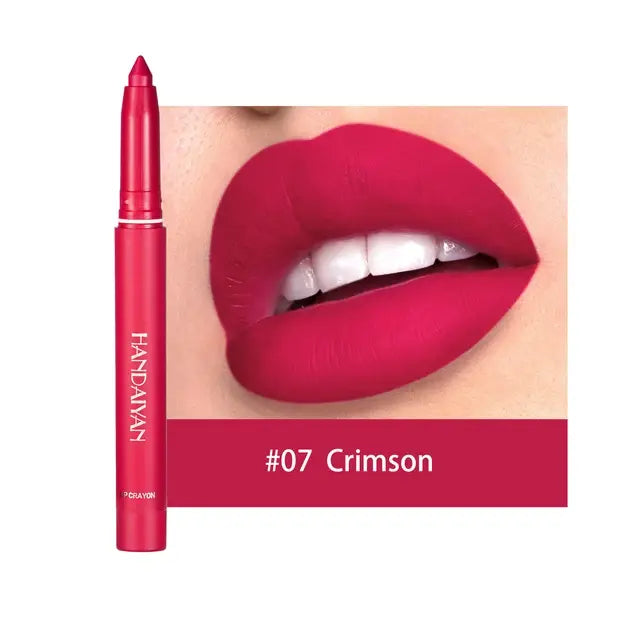 HANDAIYAN Matte Lipstick Non-smudge Rotating Lipstick Lip Liner with Pencil Sharpener