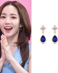 MENGJIQIAO 2024 Korean TV Star Crystal Tassel Drop Earrings for Women Party Jewelry