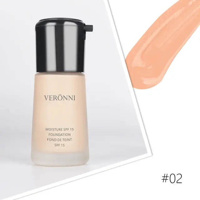 VERONNI Natural Waterproof Foundation High Quality Face Makeup Liquid Cosmetics Professional Makeup Concealer