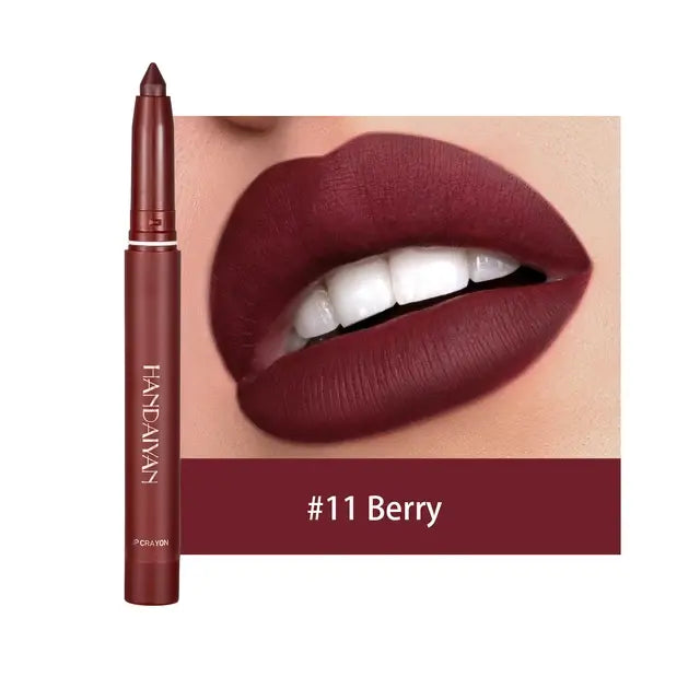 HANDAIYAN Matte Lipstick Non-smudge Rotating Lipstick Lip Liner with Pencil Sharpener