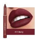 HANDAIYAN Matte Lipstick Non-smudge Rotating Lipstick Lip Liner with Pencil Sharpener