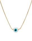 EVIL EYE Turkish Bead Necklace: Copper Gold Color Long Chain Jewelry