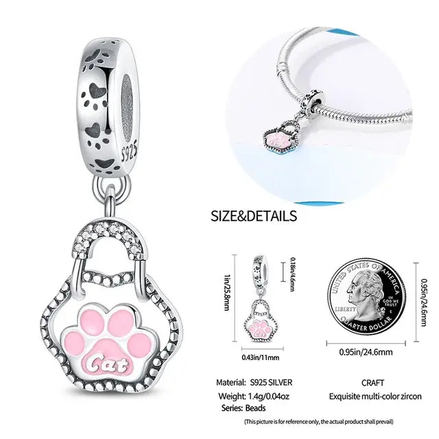 024 925 Sterling Silver Crystal Slippers Barbie Series Beads Suitable for Original Pandora Bracelet DIY Gift