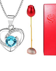 Fashion Rose Flower Jewelry Packaging Zirconia Necklace