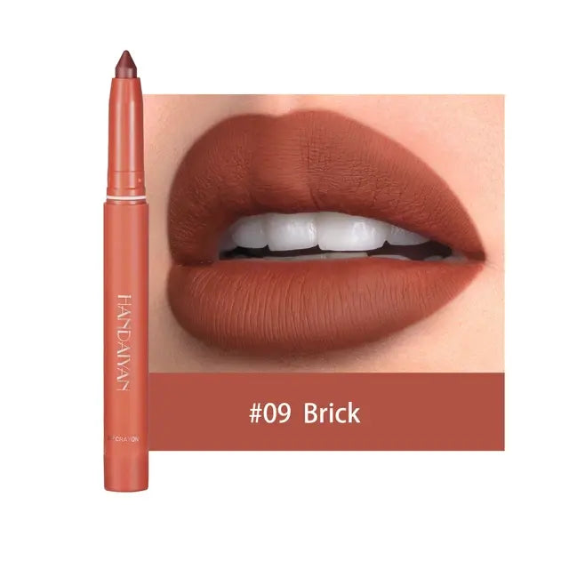 HANDAIYAN Matte Lipstick Non-smudge Rotating Lipstick Lip Liner with Pencil Sharpener