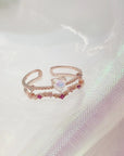 Delicate Zircon Heart Moon Adjustable Ring: Fashionable Korean Style Jewelry for Women