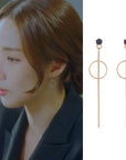 MENGJIQIAO 2024 Korean TV Star Crystal Tassel Drop Earrings for Women Party Jewelry