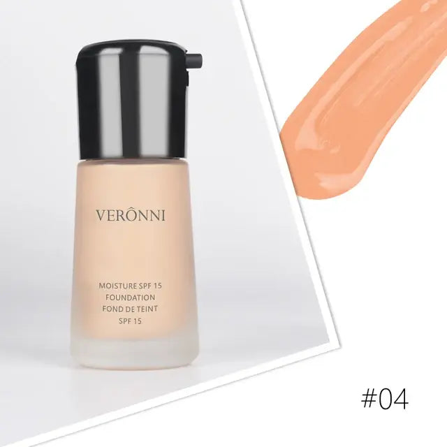 VERONNI Natural Waterproof Foundation High Quality Face Makeup Liquid Cosmetics Professional Makeup Concealer