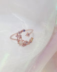 Delicate Zircon Heart Moon Adjustable Ring: Fashionable Korean Style Jewelry for Women