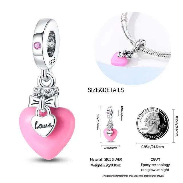 024 925 Sterling Silver Crystal Slippers Barbie Series Beads Suitable for Original Pandora Bracelet DIY Gift