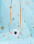 EVIL EYE Turkish Bead Necklace: Copper Gold Color Long Chain Jewelry