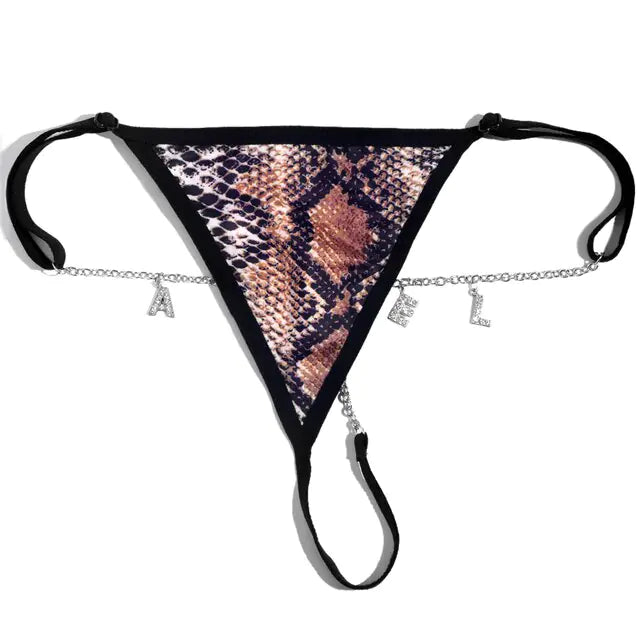 Custom Thongs With Alphabet Jewelry Personalized Crystal Letter Underwear