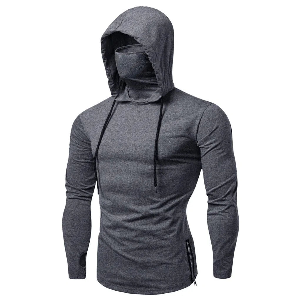 Men&#39;s Sports Running Fitness Hoodie with Mask: Casual Comfort with Style