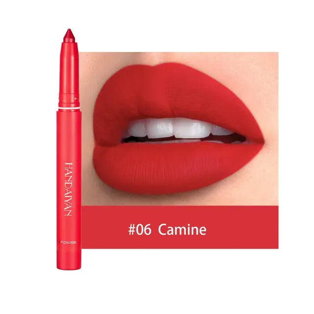 HANDAIYAN Matte Lipstick Non-smudge Rotating Lipstick Lip Liner with Pencil Sharpener