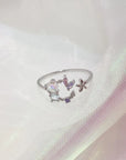 Delicate Zircon Heart Moon Adjustable Ring: Fashionable Korean Style Jewelry for Women