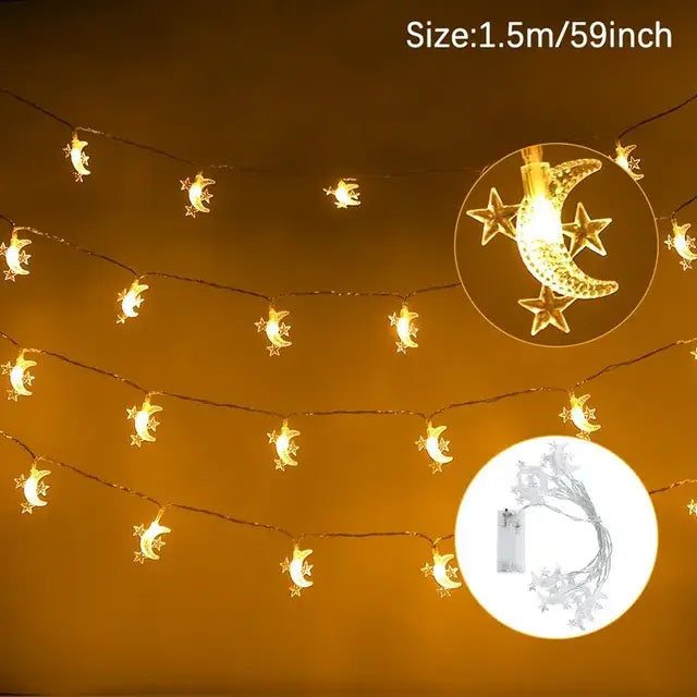 Eid Mubarak Moon Star Led String Light