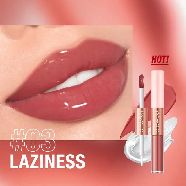 O.TWO.O Double Head Matte Lipstick 24hr Non-Stick Cup Lip Gloss Tint Plumper Long Lasting Waterproof Lipstick Makeup