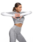 Seamless Ombre Long Sleeve Yoga Set: Women's High-Waisted Fitness Suit