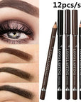 12 Pieces/Set Waterproof Eyebrow Pencil Precise Eyebrow Definer Black Blonde Brown Long Lasting Makeup 3 Color Cosmetic