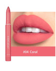 HANDAIYAN Matte Lipstick Non-smudge Rotating Lipstick Lip Liner with Pencil Sharpener