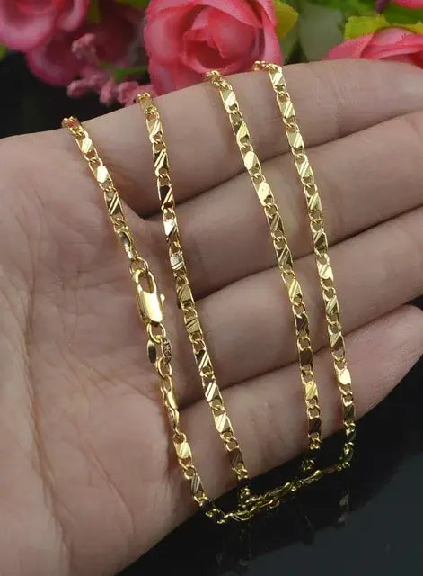 18K Gold Filled Necklace for Women Men Exquisite Fashion Jewelry Chain Size 16-30 Inch Wholesale