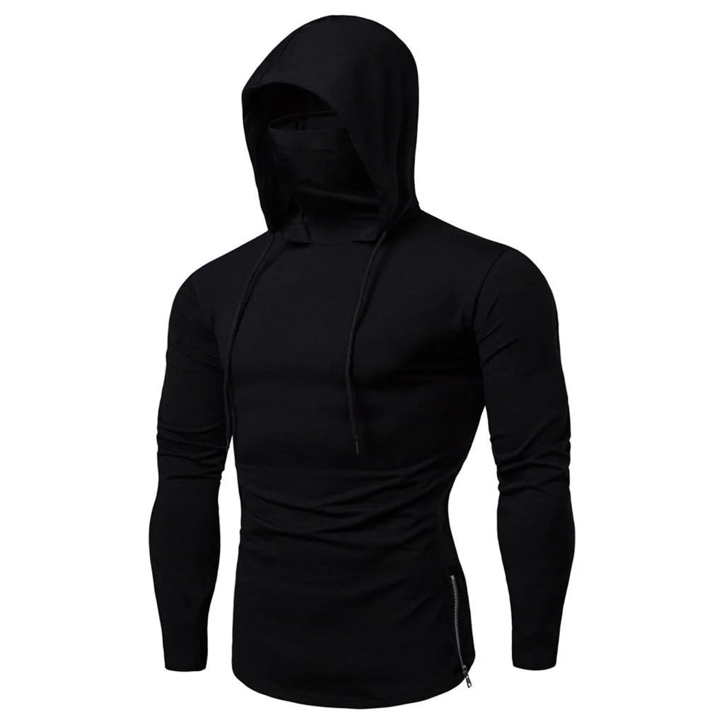 Men&#39;s Sports Running Fitness Hoodie with Mask: Casual Comfort with Style