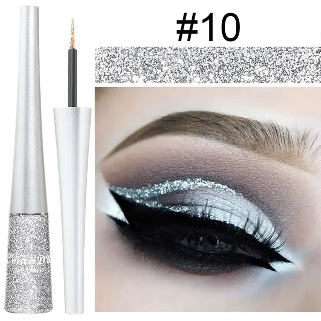 Colorful Liquid Glitter Eyeliner Pearly Sequins Shiny Eyeliner Waterproof Diamond Eyeliner Women Makeup Cosmetics Purple