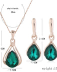 Crystal Rose Gold Water Drop Jewelry Set