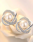 14k Real Gold Twisted Zircon Pearl Earrings for Women Luxury Jewelry Bijoux