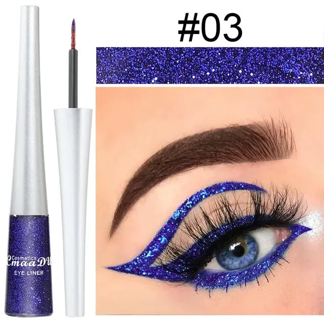 Colorful Liquid Glitter Eyeliner Pearly Sequins Shiny Eyeliner Waterproof Diamond Eyeliner Women Makeup Cosmetics Purple