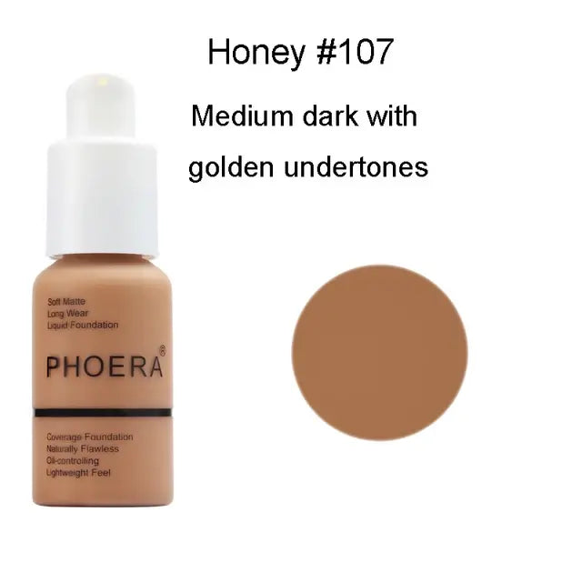 PHOERA 30ML Face Liquid Foundation Long Lasting Waterproof Concealer Liquid Makeup Matte Base Makeup Cosmetics