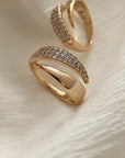 2024 Nwe Stainless Steel 18K Gold Plated Sun Rings for Women Inlaid Natural Stone Metal Texture Hollow Ring Fashion Jewelry