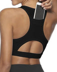 Women's Sports Bra with Phone Pocket: Wireless Fitness Top