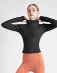 Long Sleeve Sports Jacket Women Zip Fitness Yoga Shirt