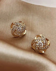 14k Real Gold Twisted Zircon Pearl Earrings for Women Luxury Jewelry Bijoux