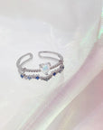 Delicate Zircon Heart Moon Adjustable Ring: Fashionable Korean Style Jewelry for Women